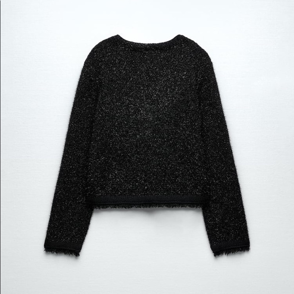 METALLIC THREAD SPARKLE KNIT CARDIGAN JACKET - Picture 8 of 12